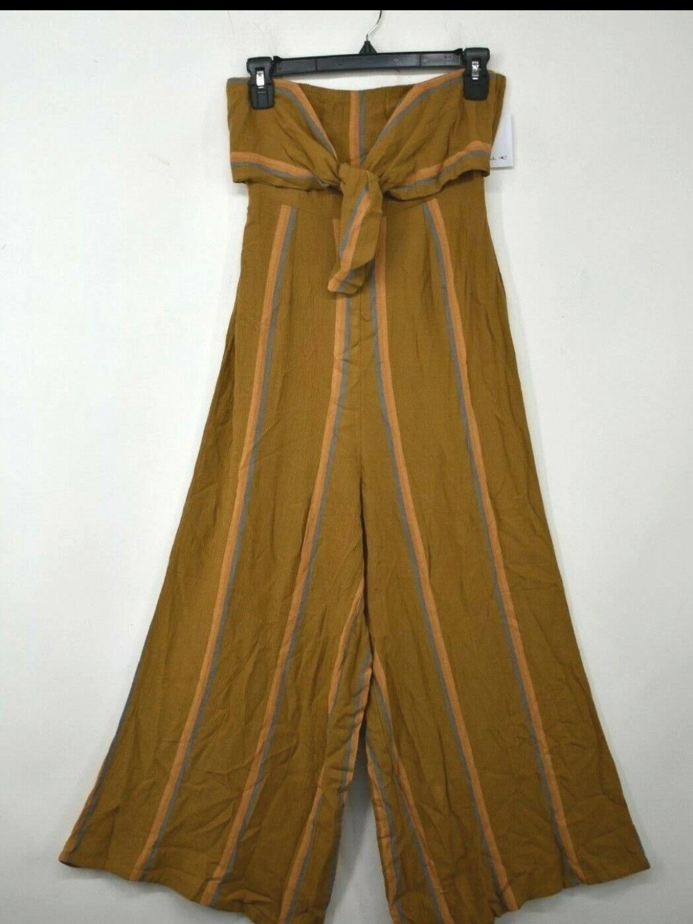 O'Neill Mustard Striped Wide-Leg Jumpsuit with Front Tie 🫰🏾✨SZ XL (NWT)